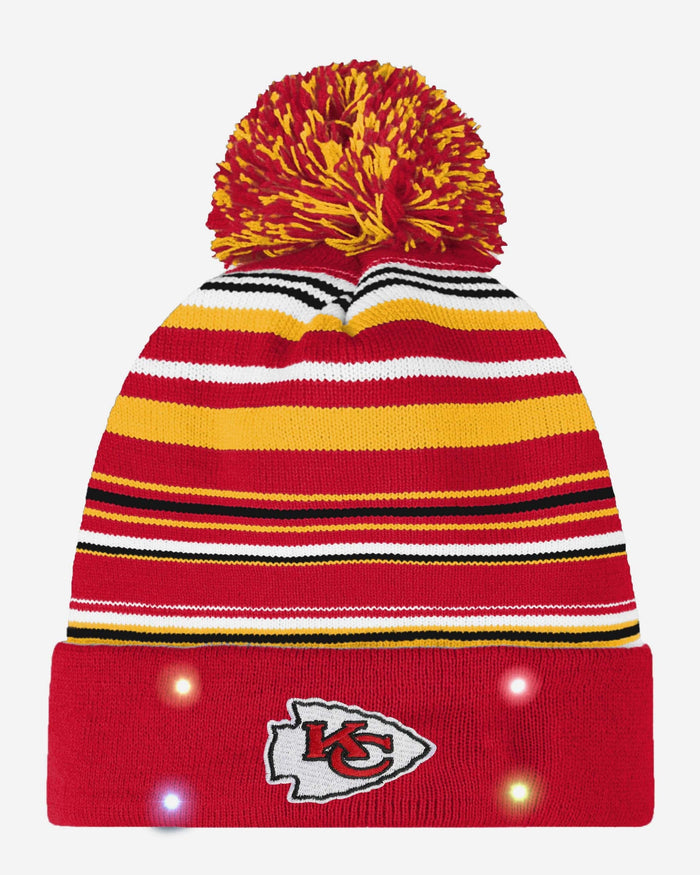 Kansas City Chiefs Horizontal Stripe Light Up Beanie FOCO - FOCO.com