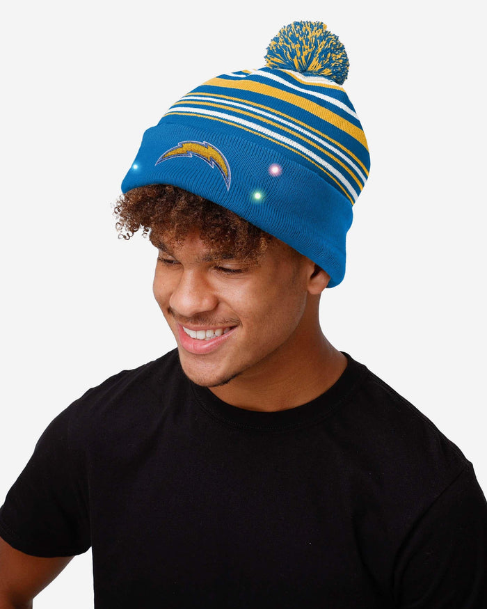 Los Angeles Chargers Horizontal Stripe Light Up Beanie FOCO - FOCO.com