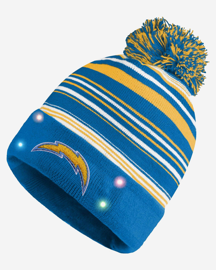 Los Angeles Chargers Horizontal Stripe Light Up Beanie FOCO - FOCO.com