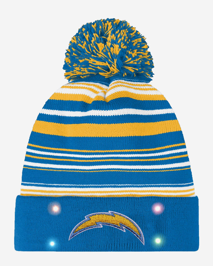 Los Angeles Chargers Horizontal Stripe Light Up Beanie FOCO - FOCO.com