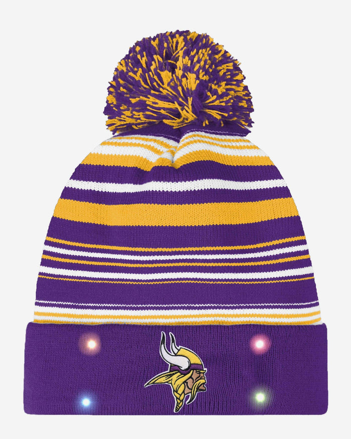 Minnesota Vikings Horizontal Stripe Light Up Beanie FOCO - FOCO.com