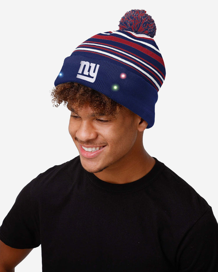 New York Giants Horizontal Stripe Light Up Beanie FOCO - FOCO.com