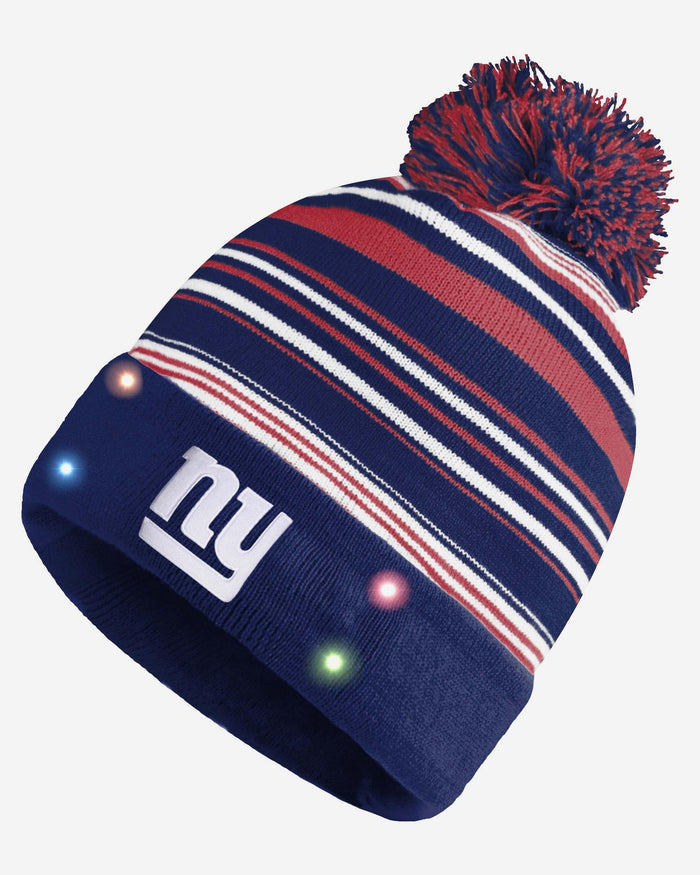 New York Giants Horizontal Stripe Light Up Beanie FOCO - FOCO.com