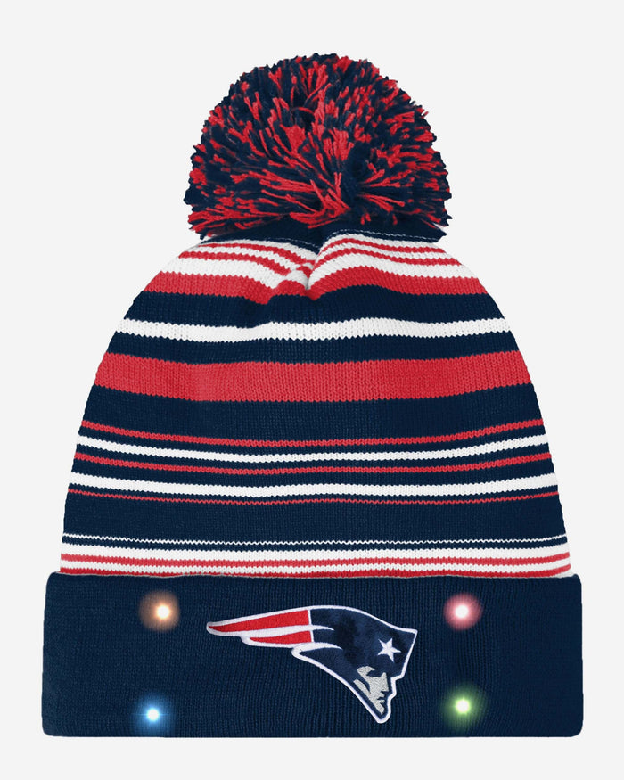 New England Patriots Horizontal Stripe Light Up Beanie FOCO - FOCO.com