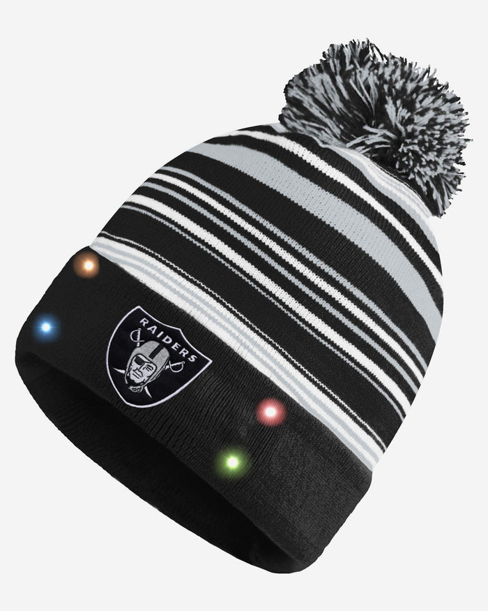 Las Vegas Raiders Horizontal Stripe Light Up Beanie FOCO - FOCO.com