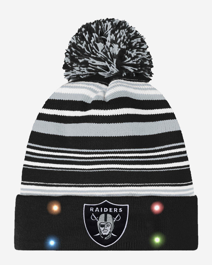 Las Vegas Raiders Horizontal Stripe Light Up Beanie FOCO - FOCO.com