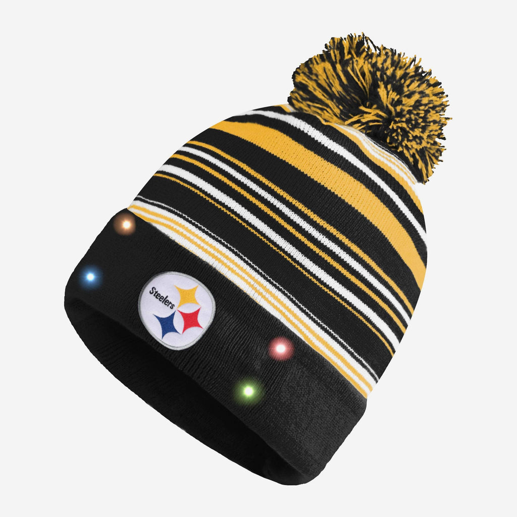 Pittsburgh Steelers Horizontal Stripe Light Up Beanie FOCO - FOCO.com