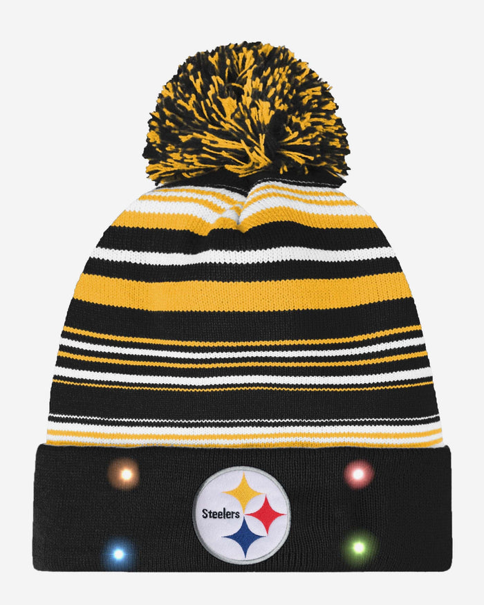 Pittsburgh Steelers Horizontal Stripe Light Up Beanie FOCO - FOCO.com