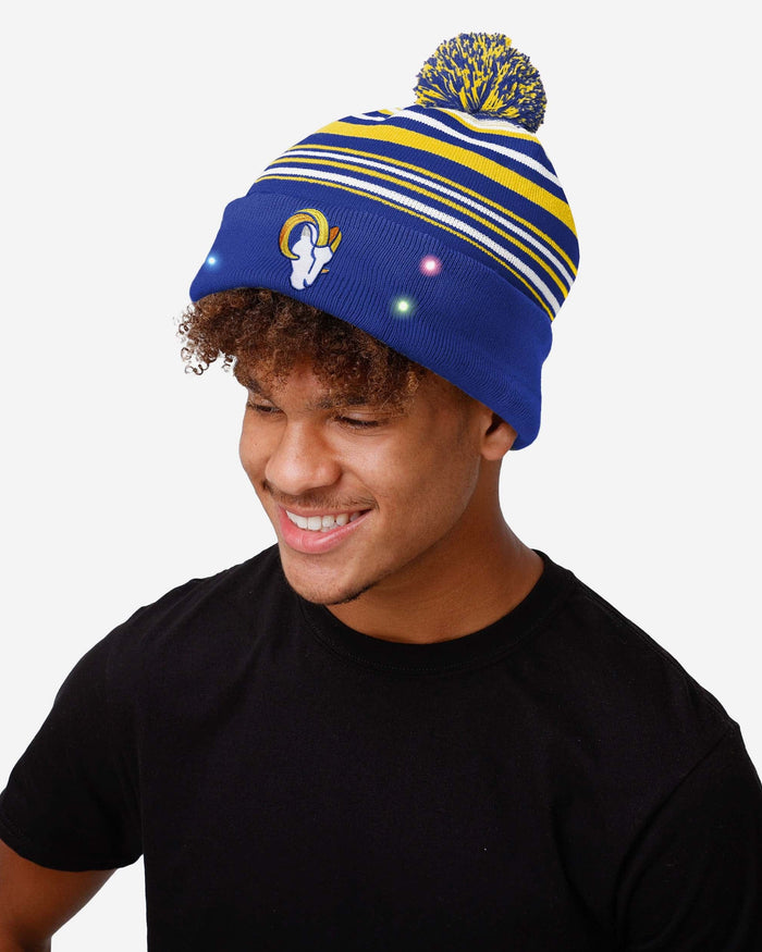 Los Angeles Rams Horizontal Stripe Light Up Beanie FOCO - FOCO.com