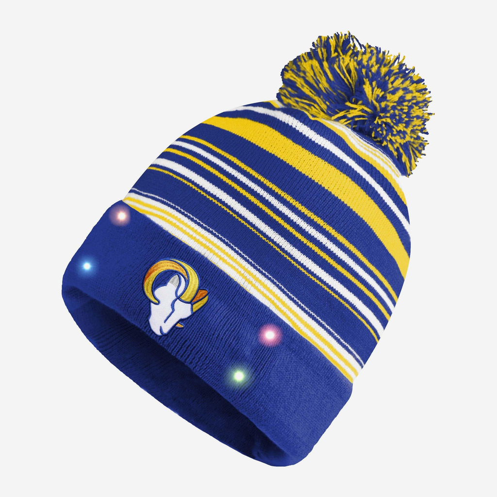 Los Angeles Rams Horizontal Stripe Light Up Beanie FOCO - FOCO.com