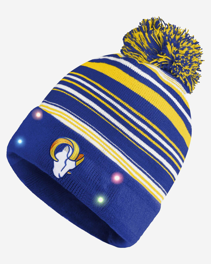 Los Angeles Rams Horizontal Stripe Light Up Beanie FOCO - FOCO.com