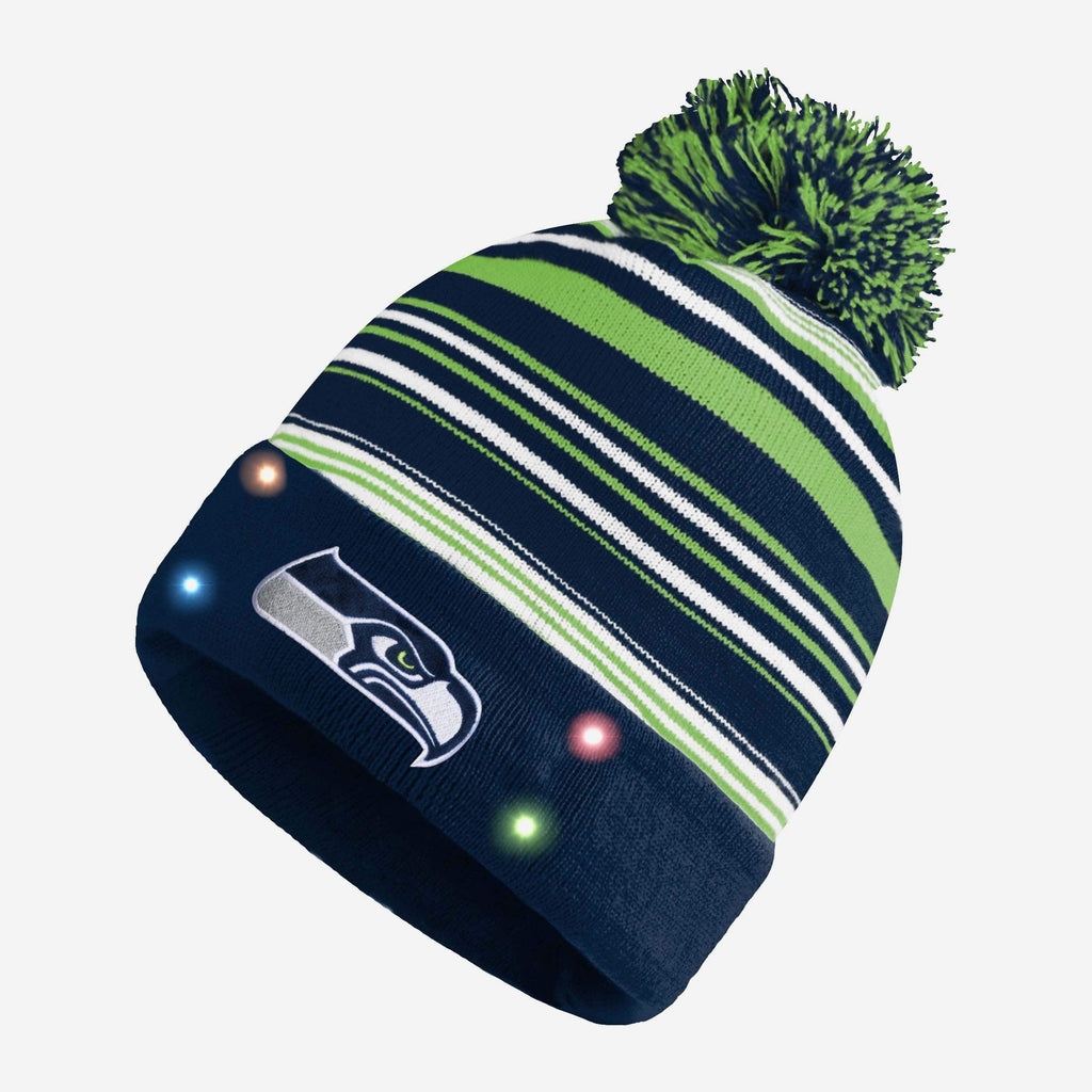 Seattle Seahawks Horizontal Stripe Light Up Beanie FOCO - FOCO.com