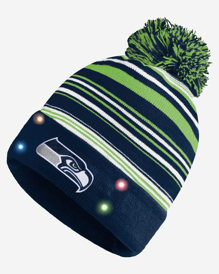 Seattle Seahawks Horizontal Stripe Light Up Beanie FOCO - FOCO.com