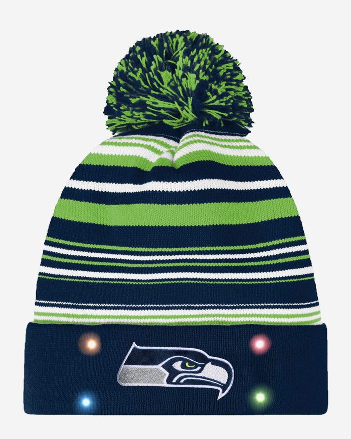 Seattle Seahawks Horizontal Stripe Light Up Beanie FOCO - FOCO.com