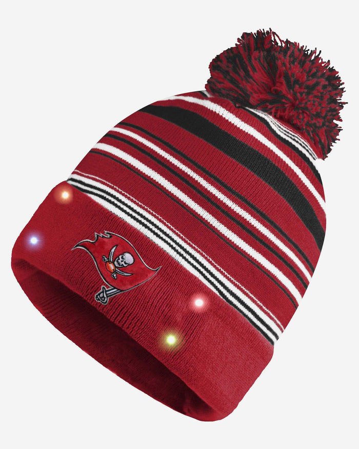 Tampa Bay Buccaneers Horizontal Stripe Light Up Beanie FOCO - FOCO.com