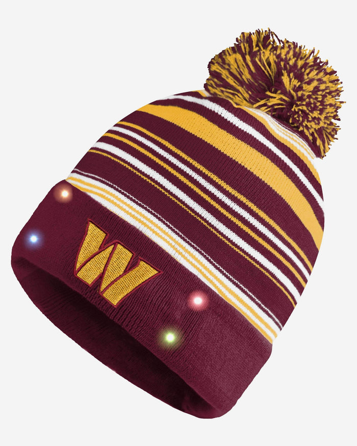 Washington Commanders Horizontal Stripe Light Up Beanie FOCO - FOCO.com