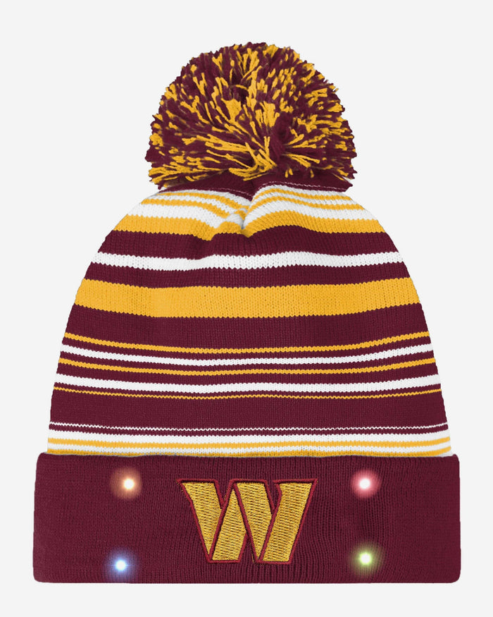 Washington Commanders Horizontal Stripe Light Up Beanie FOCO - FOCO.com