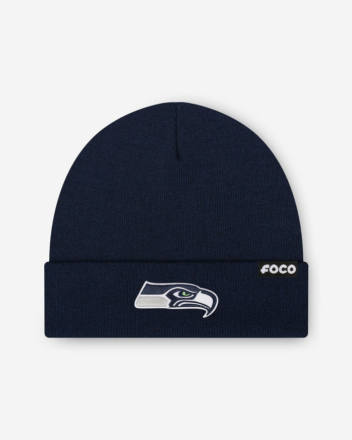 Seattle Seahawks Basic Primary Logo Beanie FOCO Navy - FOCO.com