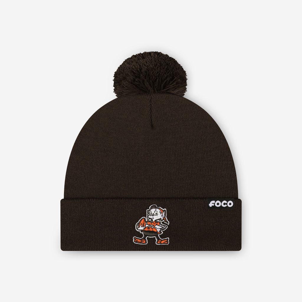 Cleveland Browns Basic Retro Logo Pom Beanie FOCO - FOCO.com