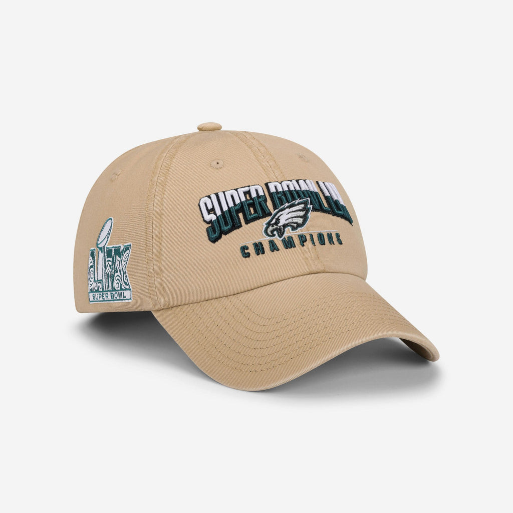Philadelphia Eagles Super Bowl LIX Champions Khaki Primary Logo Casual Cap FOCO - FOCO.com