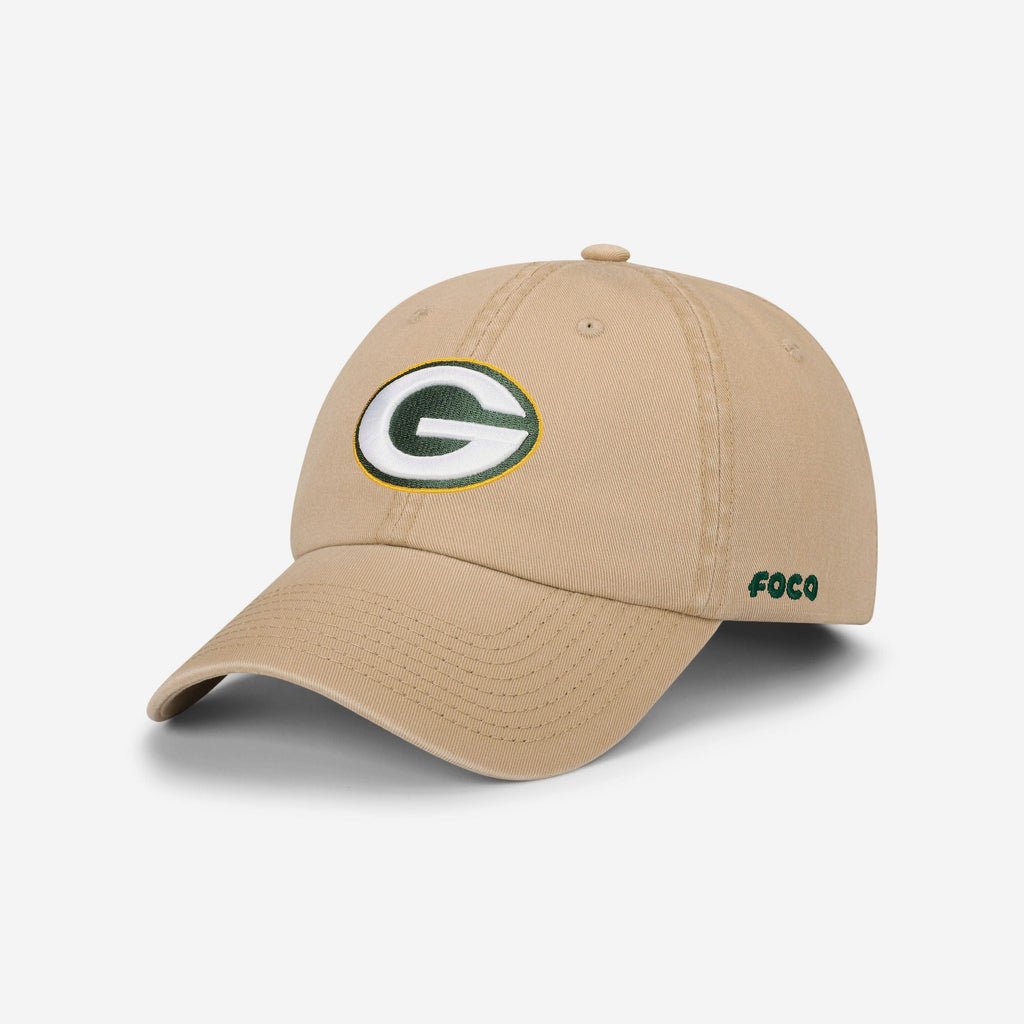 Green Bay Packers Khaki Primary Logo Casual Cap FOCO - FOCO.com