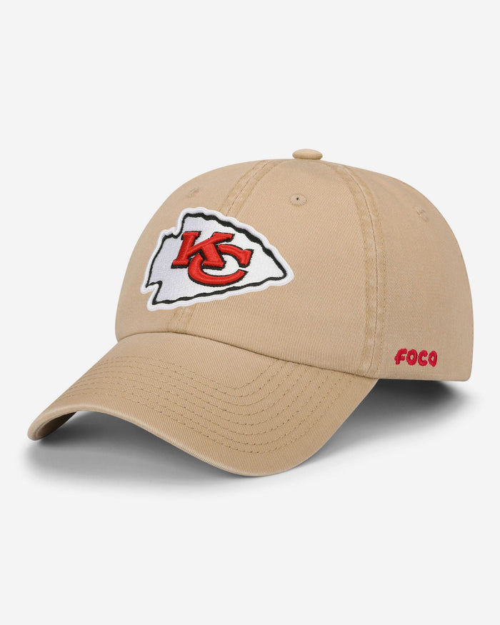 Kansas City Chiefs Khaki Primary Logo Casual Cap FOCO - FOCO.com