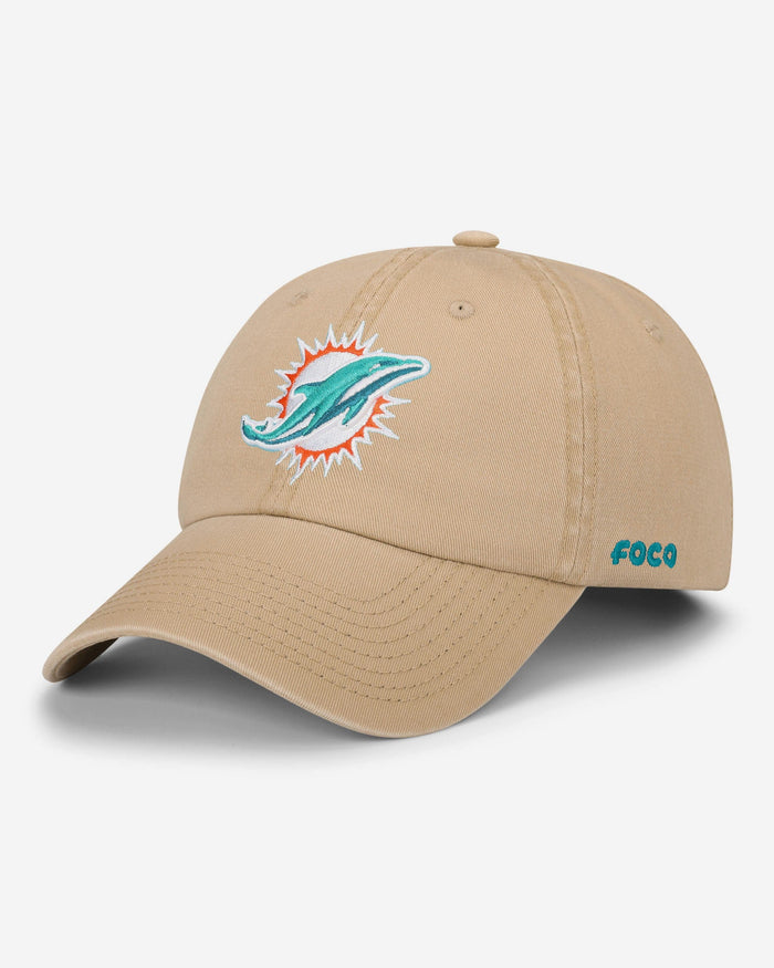 Miami Dolphins Khaki Primary Logo Casual Cap FOCO - FOCO.com