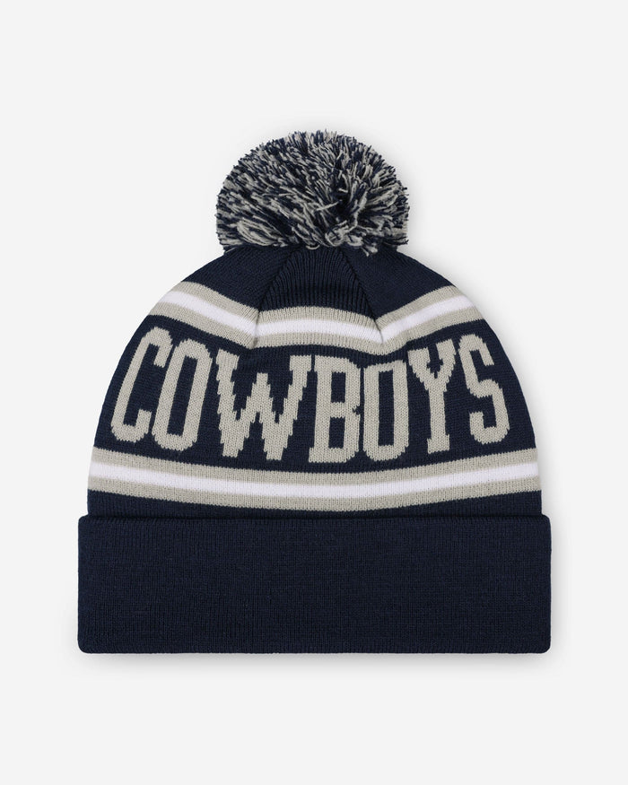 Dallas Cowboys Primary Logo Stripe Pom Beanie FOCO - FOCO.com