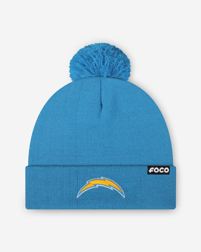 Los Angeles Chargers Basic Primary Logo Pom Beanie FOCO - FOCO.com