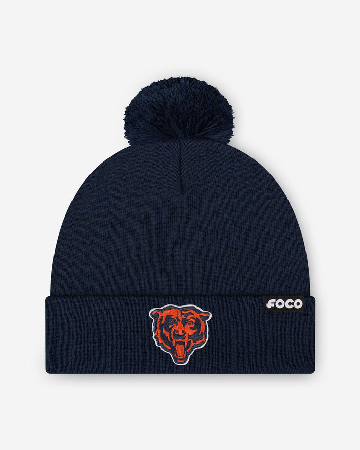 Chicago Bears Basic Primary Logo Pom Beanie FOCO Navy - FOCO.com