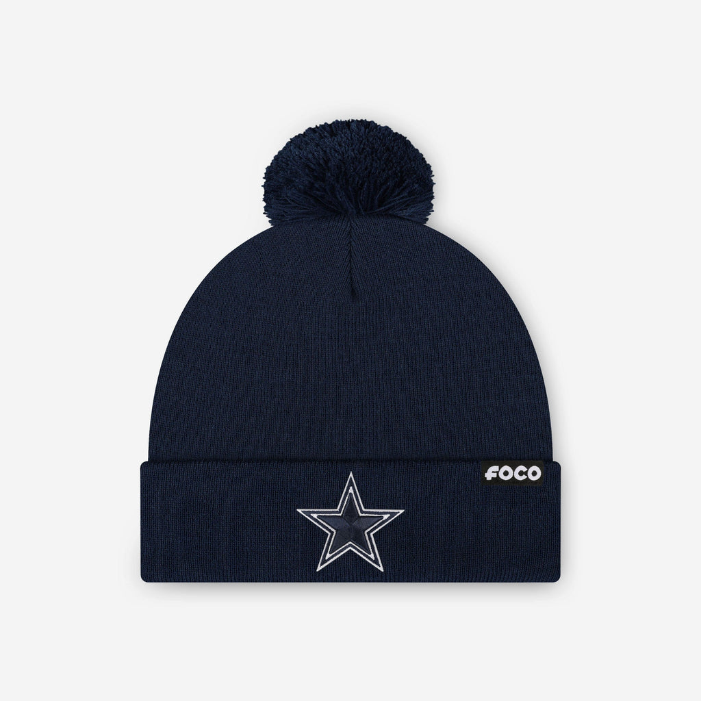 Dallas Cowboys Basic Primary Logo Pom Beanie FOCO Navy - FOCO.com