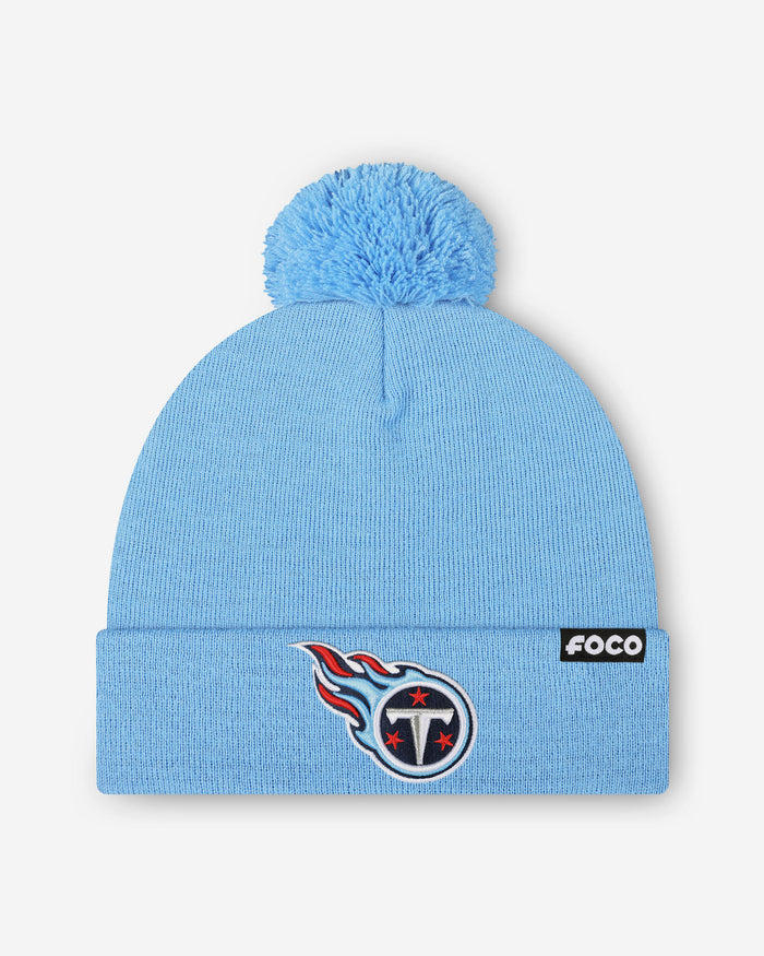 Tennessee Titans Basic Primary Logo Pom Beanie FOCO - FOCO.com