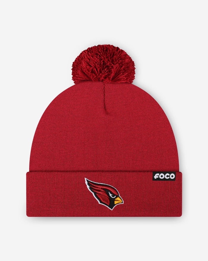 Arizona Cardinals Basic Primary Logo Pom Beanie FOCO - FOCO.com