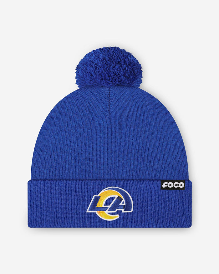 Los Angeles Rams Basic Primary Logo Pom Beanie FOCO - FOCO.com