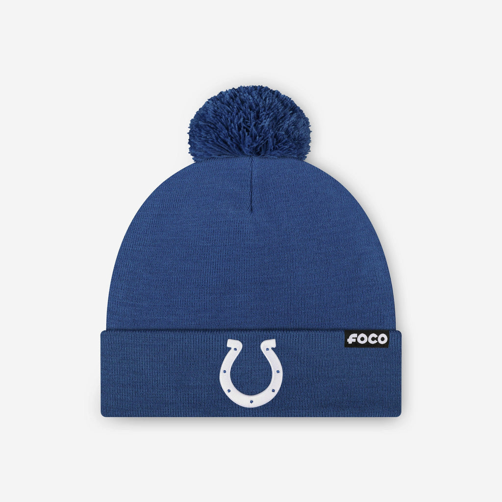 Indianapolis Colts Basic Primary Logo Pom Beanie FOCO - FOCO.com