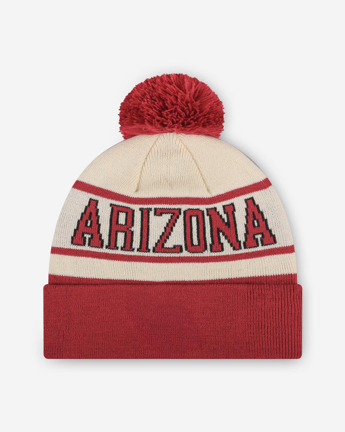 Arizona Cardinals Heritage Stripe Primary Logo Pom Beanie FOCO - FOCO.com