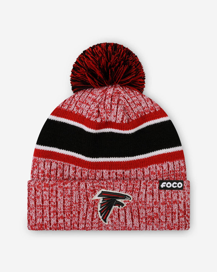 Atlanta Falcons Heather Team Stripe Lined Pom Beanie FOCO - FOCO.com