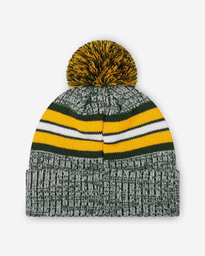 Green Bay Packers Heather Team Stripe Lined Pom Beanie FOCO - FOCO.com