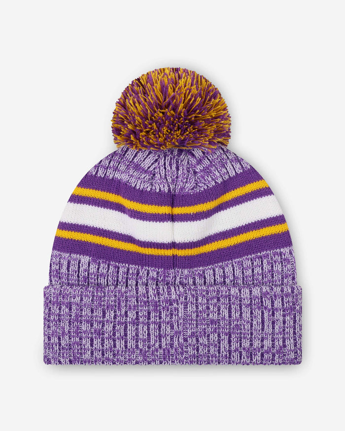 Minnesota Vikings Heather Team Stripe Lined Pom Beanie FOCO - FOCO.com