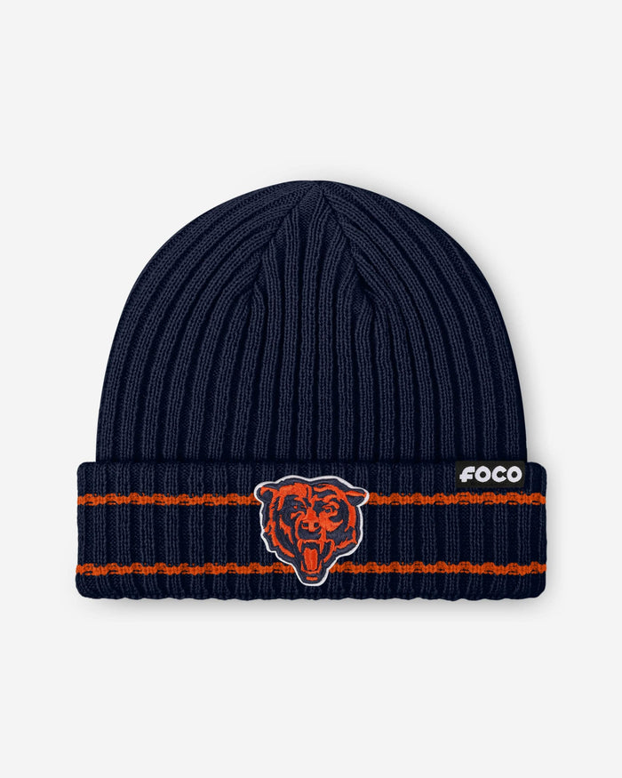 Chicago Bears Primary Logo Ribbed Beanie FOCO - FOCO.com