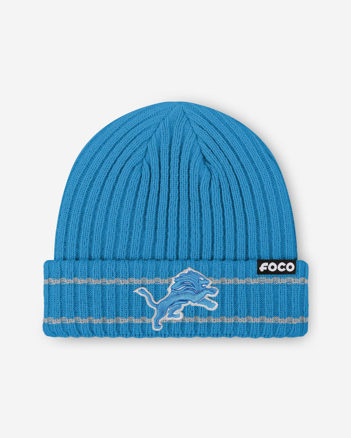 Detroit Lions Primary Logo Ribbed Beanie FOCO - FOCO.com