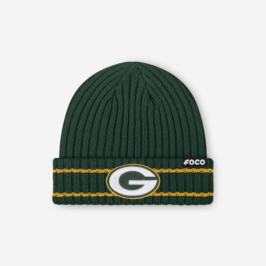 Green Bay Packers Primary Logo Ribbed Beanie FOCO - FOCO.com