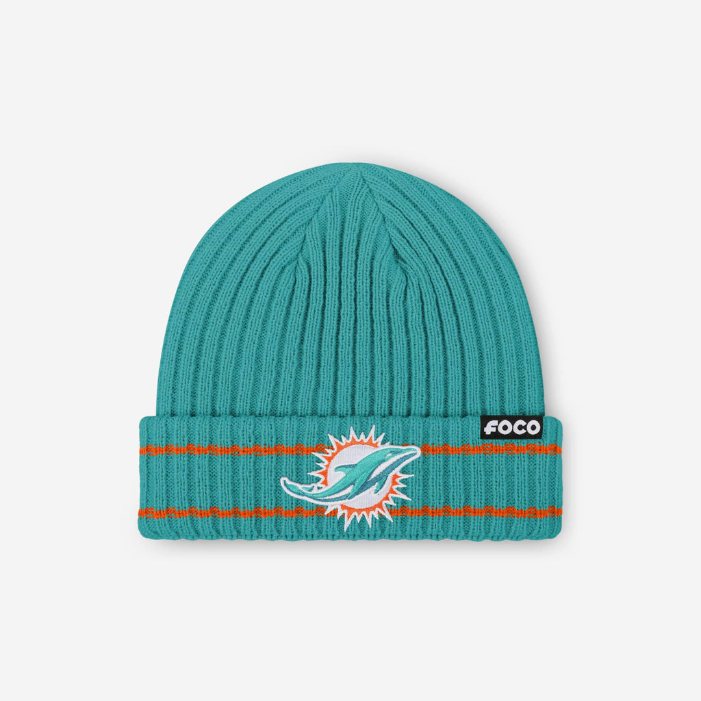 Miami Dolphins Primary Logo Ribbed Beanie FOCO - FOCO.com