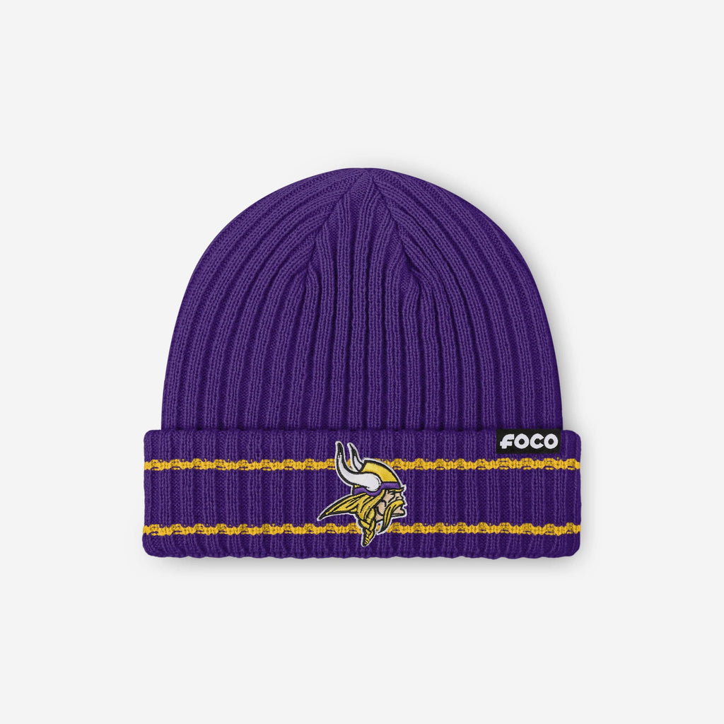 Minnesota Vikings Primary Logo Ribbed Beanie FOCO - FOCO.com