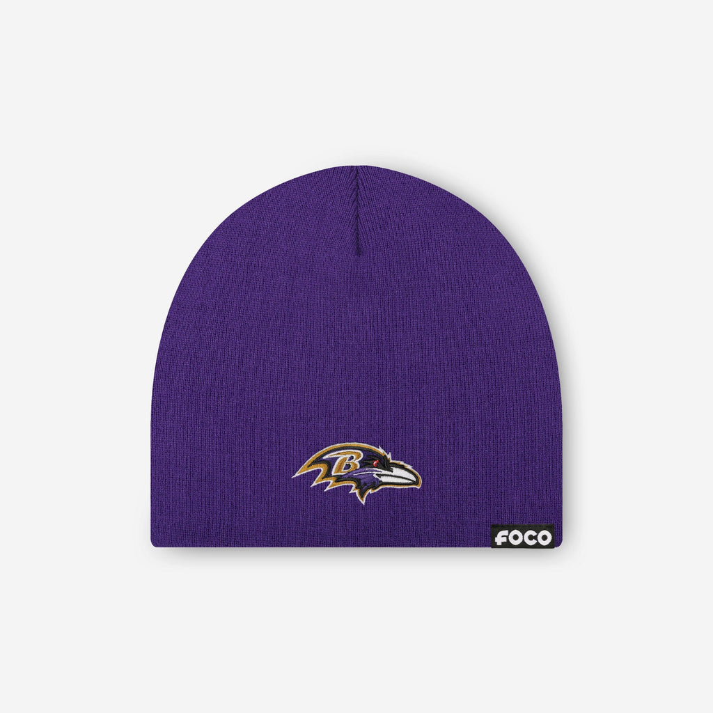 Baltimore Ravens Basic Primary Logo Skull Beanie FOCO - FOCO.com