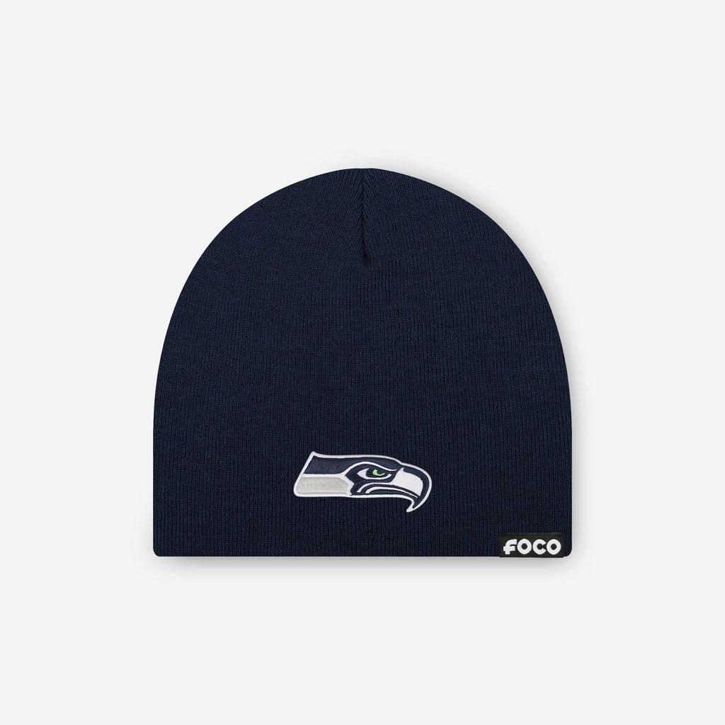 Seattle Seahawks Basic Primary Logo Skull Beanie FOCO - FOCO.com