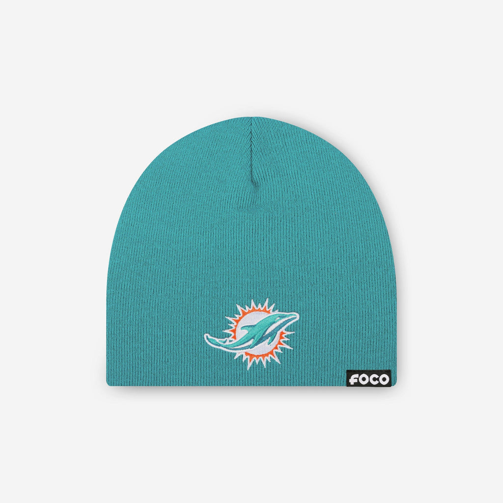 Miami Dolphins Basic Primary Logo Skull Beanie FOCO - FOCO.com