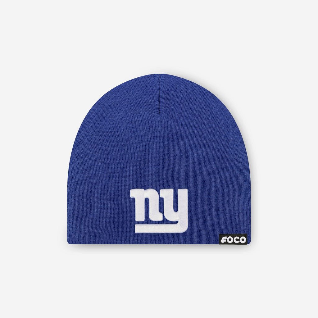 New York Giants Basic Primary Logo Skull Beanie FOCO - FOCO.com