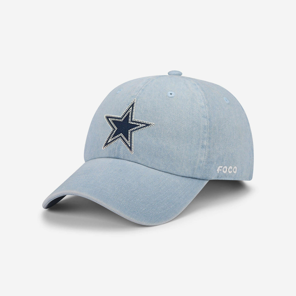 Dallas Cowboys Rhinestone Logo Denim Casual Cap FOCO - FOCO.com