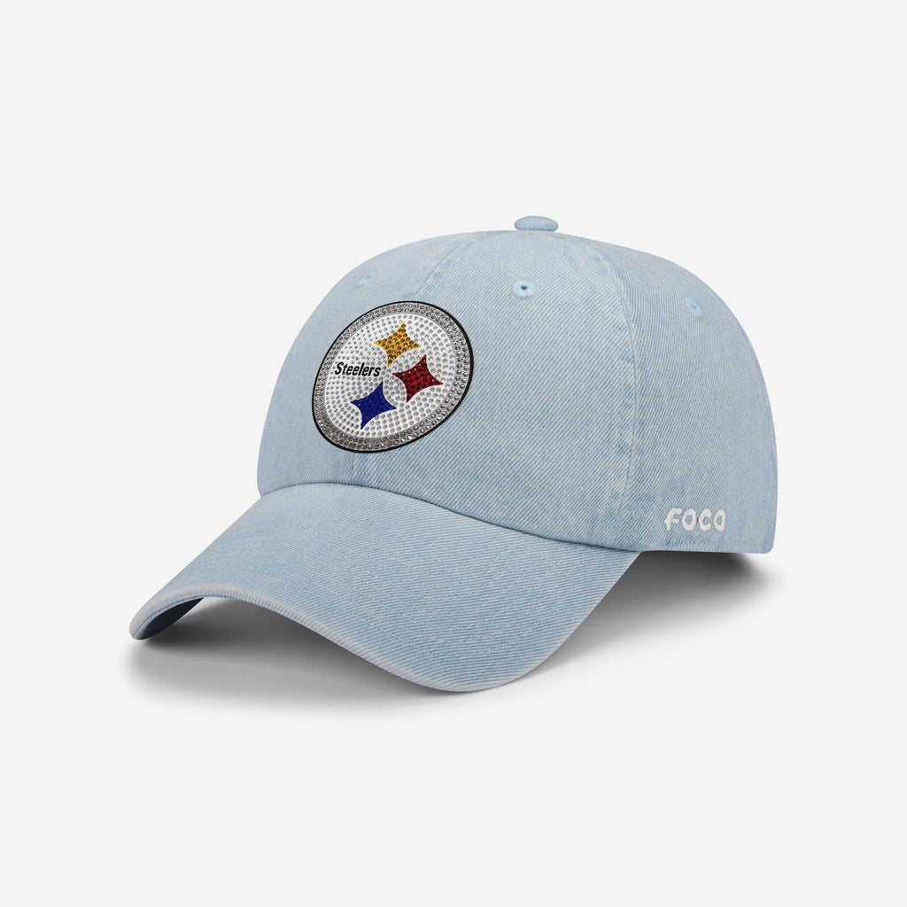 Pittsburgh Steelers Rhinestone Logo Denim Casual Cap FOCO - FOCO.com